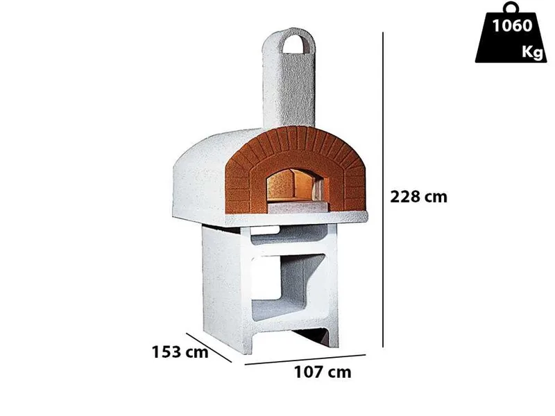 Linea VZ Pozzuoli - Four à bois d'extérieur avec base en ciment - avec chambre de cuisson 72x105 cm