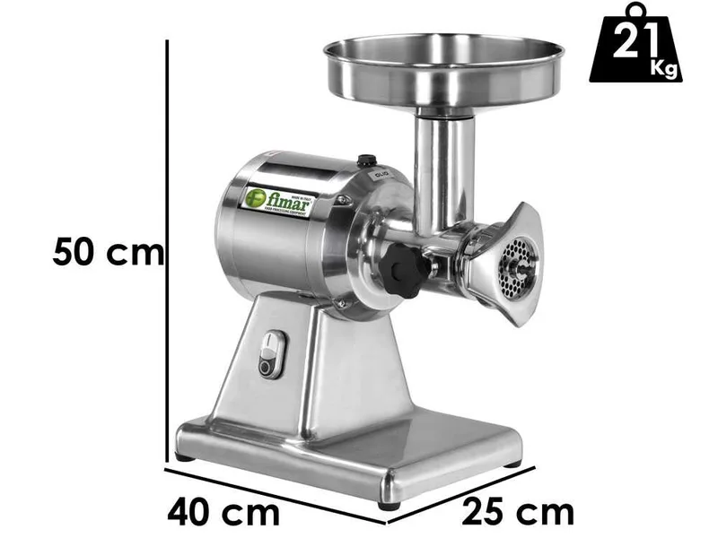 Fimar TC12S - Hachoir à viande électrique - 400V - 1CV - Groupe de hachage en aluminium - Sans inverseur de marche