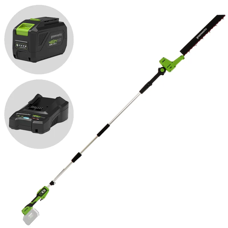 Greenworks G48PHTII - Taille-haie sans fil sur perche de rallonge - 48V 4Ah