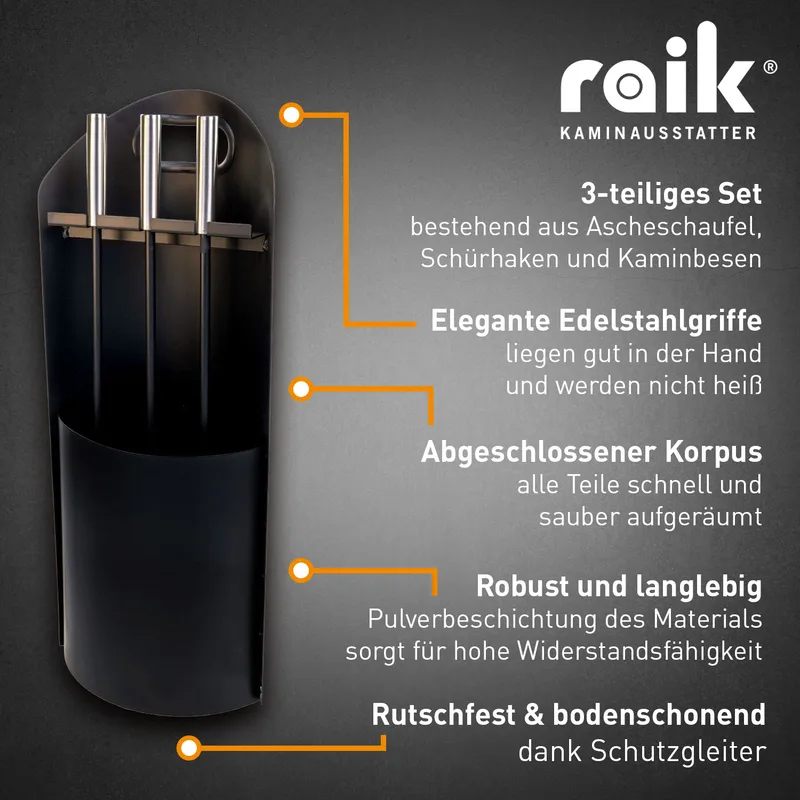 Raik Serviteur de cheminée Ludwig Set 4 pièces Noir