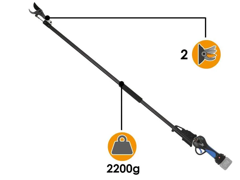 VESCO X37AF - Sécateur électrique sur perche à batterie - 160 cm - Diamètre de coupe 37 mm