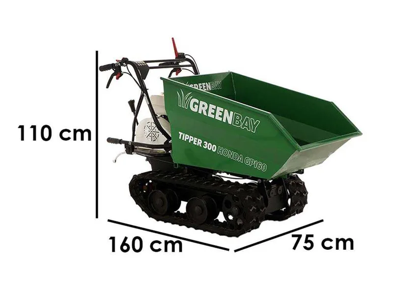 Brouette motorisée à chenilles dumper GreenBay Tipper 300 - Moteur Honda GP160