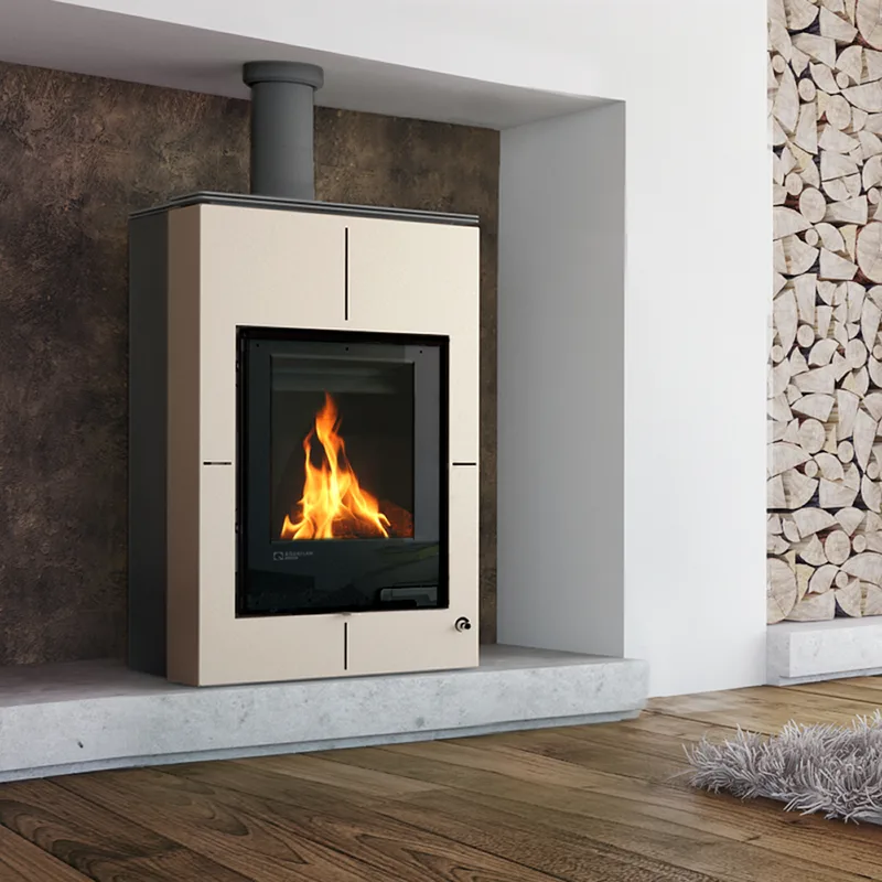 Aquaflam Vario Saporo Basic Poêle à bois avec échangeur d'eau Crème 11/7 kW