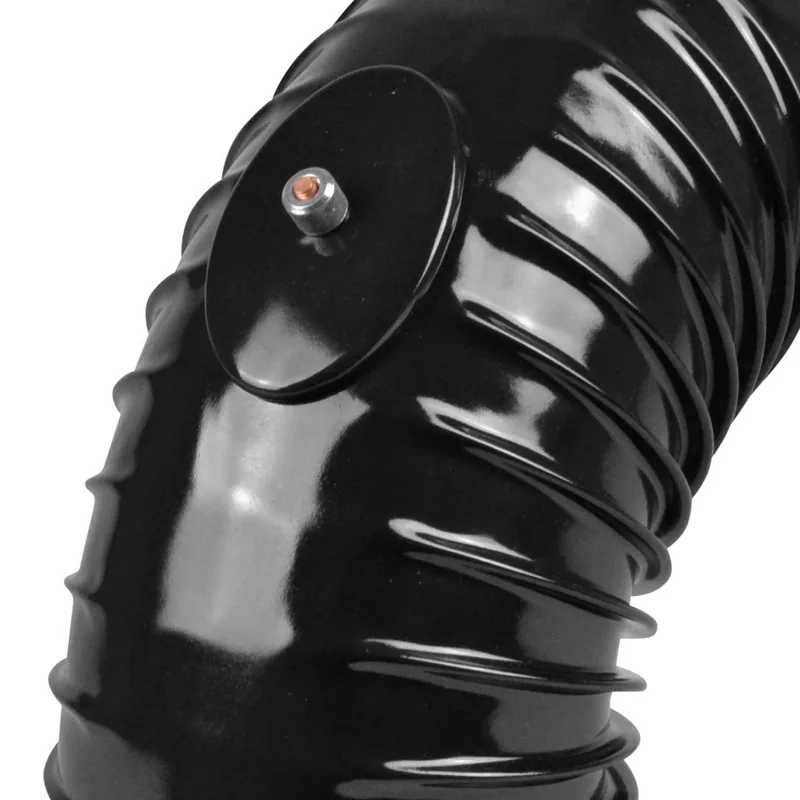 Coude de conduit de fumée / Coude de tuyau de poêle émaillé 130 mm - Coude à 90° nervuré noir avec ouverture de nettoyage