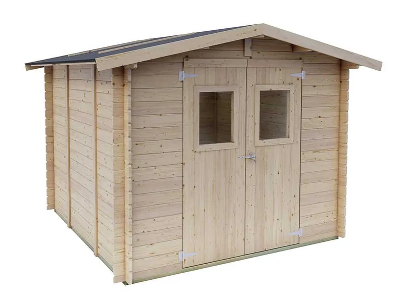 Alce Forrest 249x249 - Abri de jardin en bois - Avec fenêtres et porte à double battant - 249 x 249 x 204 cm