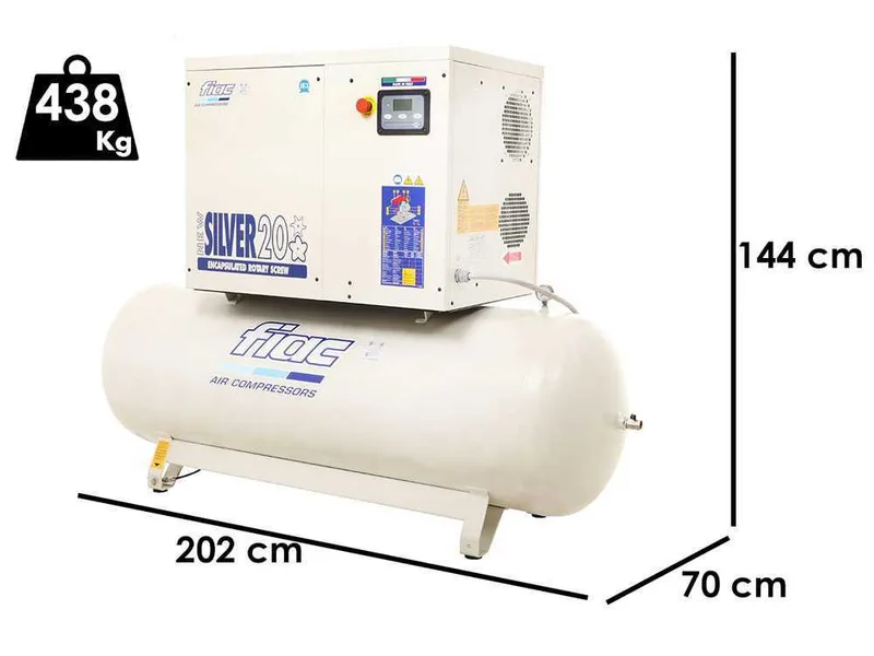 Fiac New Silver 20/500 - Compresseur rotatif triphasé à vis silencieux - Motore 20 HP