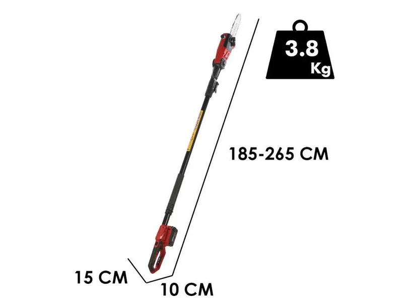 GeoTech X-Line PC-20V - Perche élagueuse à batterie - 185/265 cm - 20 V 4 Ah