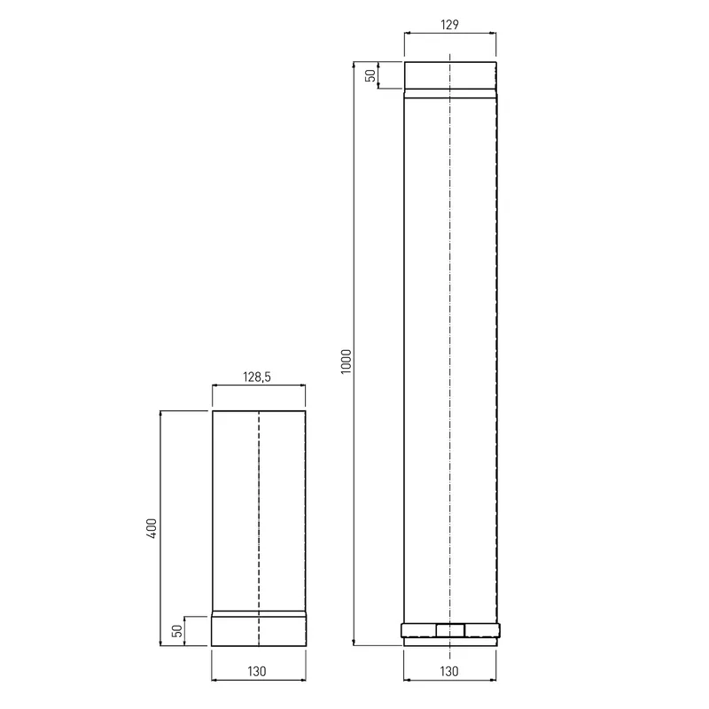 Raik tuyau de fumée / conduit de fumée émaillé 130mm - longueur 1000mm tuyau télescopique noir