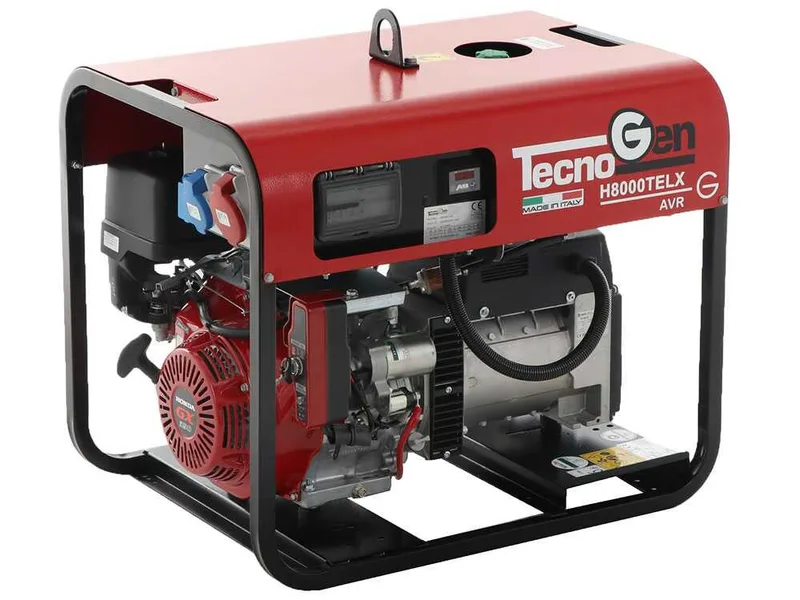 TecnoGen H8000TELX - Groupe électrogène à essence dém. électrique 6 kW - Continu 5.4 kW Triphasé