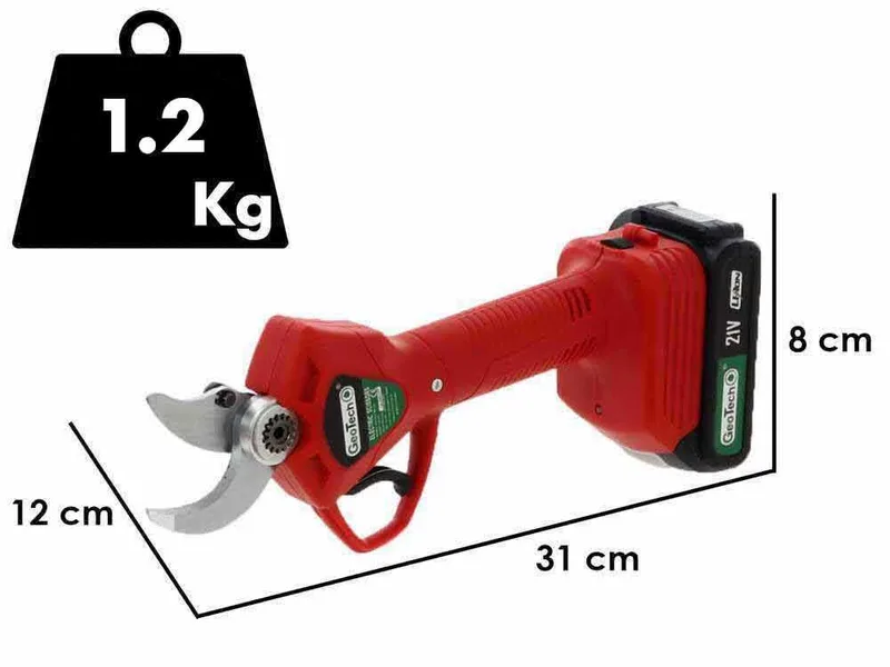 Sécateur électrique de coupe Geotech - MS 30 - 2 batteries 2 Ah et 18 V - Diamètre de coupe 30 mm