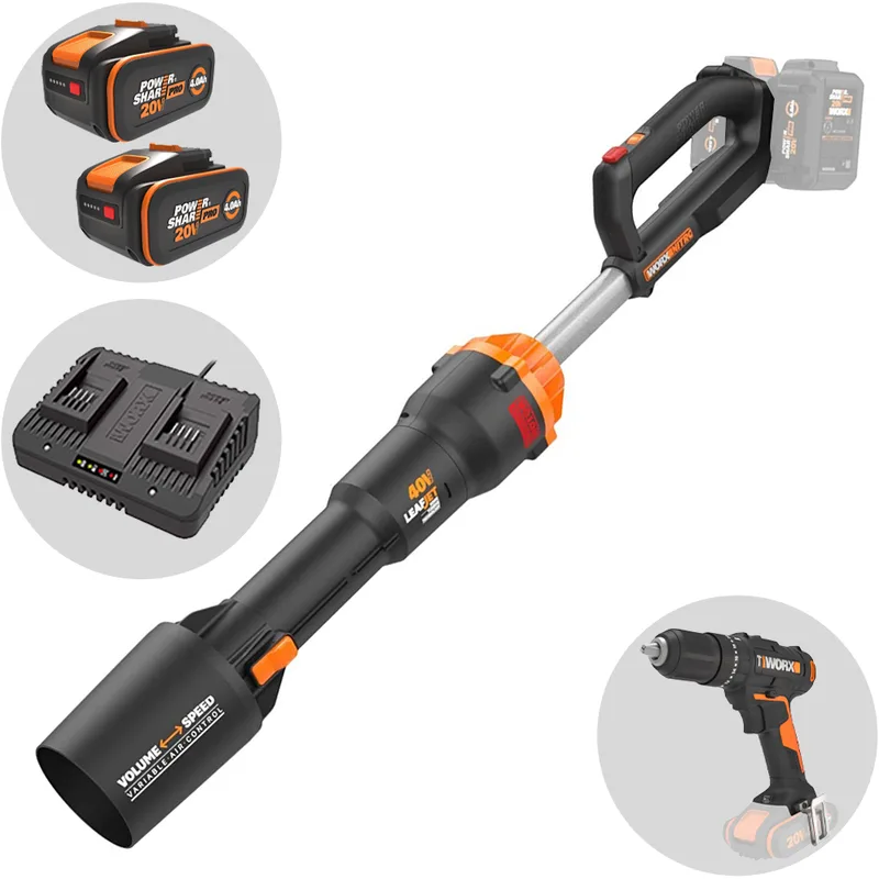 Worx NITRO WG585E - Souffleur à batterie - 2 batteries de 20V 4Ah