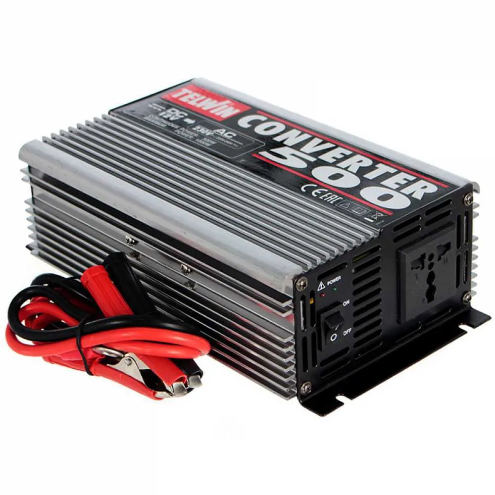 Telwin Converter 500 - Convertisseur de courant à onduleur de 12V CC à 230V CA - puissance 500W