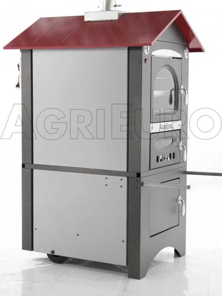 AgriEuro Medius 80 EXT - Four à bois en acier d'extérieur - Ventilé - Toit rouge