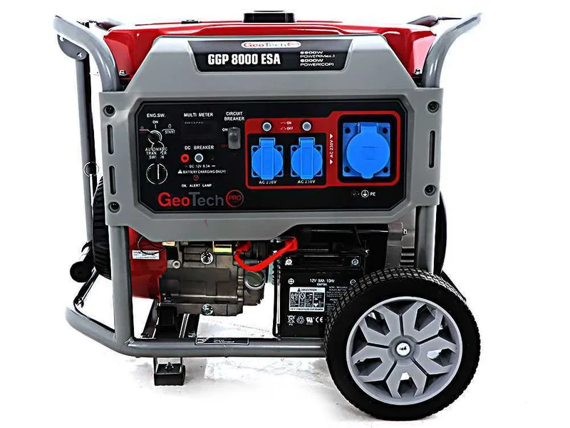 GeoTech Pro GGP 8000 ESA - Groupe électrogène sur chariot dém. électrique avec AVR 6.5 KW - Continue 6 Kw Monophasé + ATS