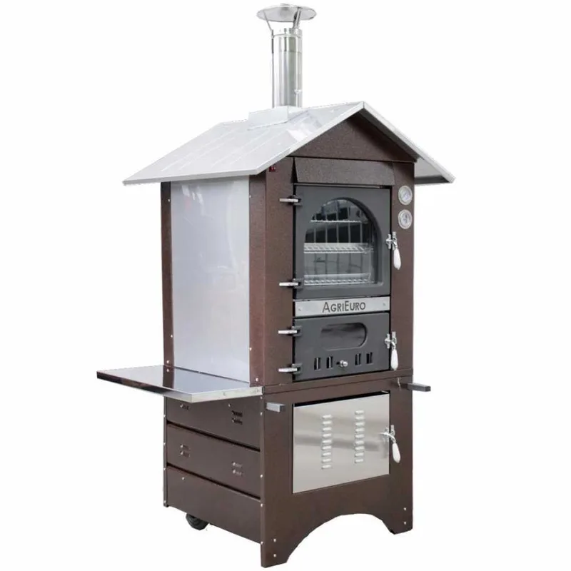 AgriEuro Medius 60 Deluxe EXT - Four à bois en acier d'extérieur - Cuivre émaillé - Inox