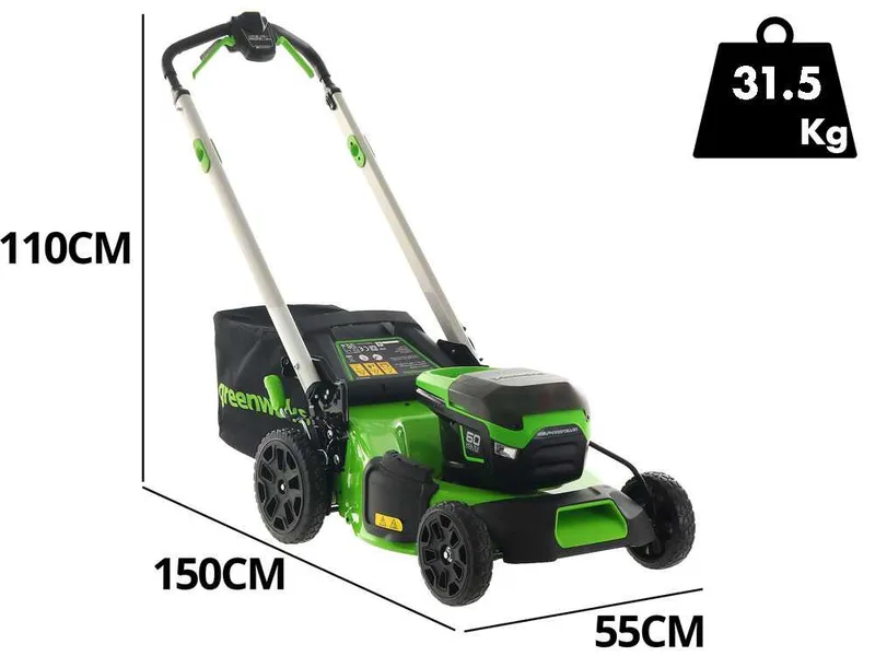 Greenworks GD60LM51SPK4 - Tondeuse à gazon autotractée à batterie - 60V/4Ah - Coupe 51 cm