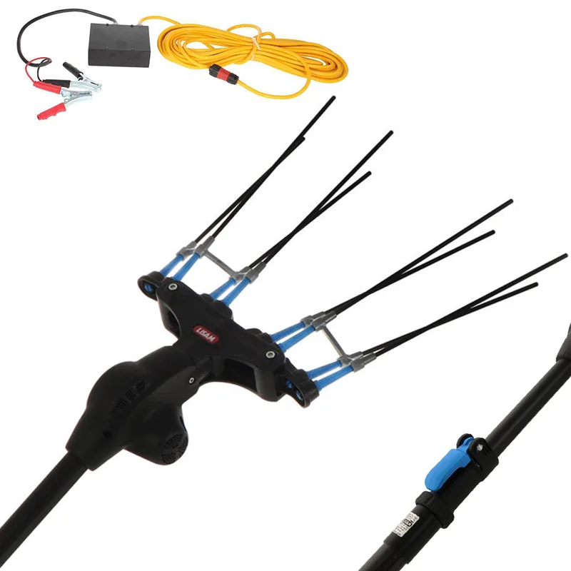 Lisam Thor 36V - Peigne vibreur électrique à batterie - Avec 8 dents en carbone - Perche télescopique - 250-350 cm