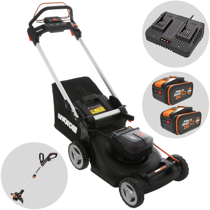 Tondeuse tractée à batterie worx nitro WG749E - 40V / 4Ah - coupe de 46 cm