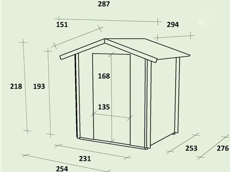 Alce Opera 254x276 - Abri de jardin en bois - Avec fenêtres et porte à double battant - 254x276x218 cm