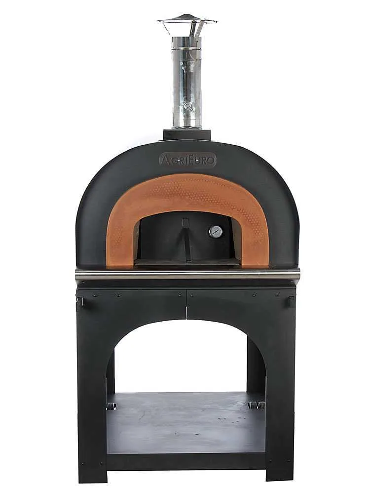 AgriEuro Cibus Inox 800 - Four à bois pour pizza d'extérieur avec chambre de cuisson Ø 80 - Capacité de cuisson : 5 pizzas