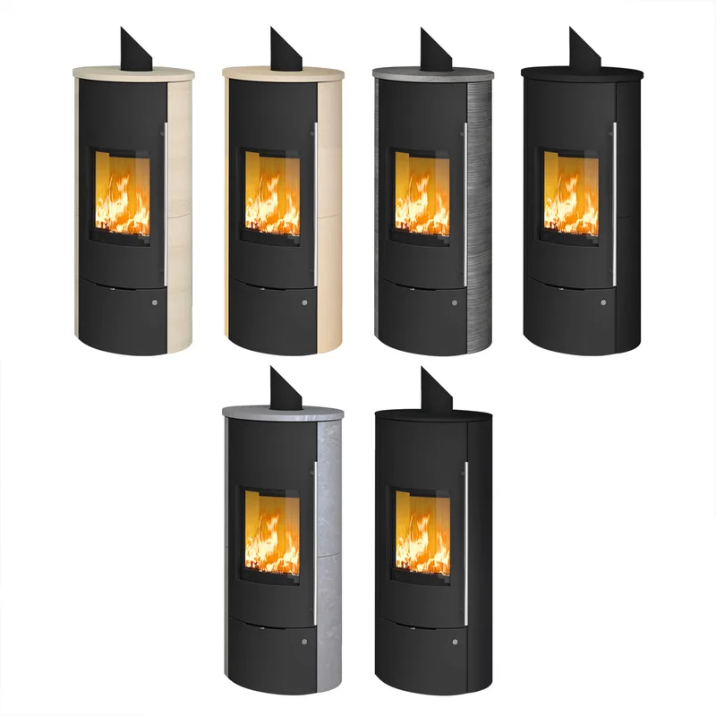 Olsberg Tolima Aqua II Compact Poêle à bois avec échangeur d'eau Acier Noir | Revêtement en pierre naturelle Serpentine