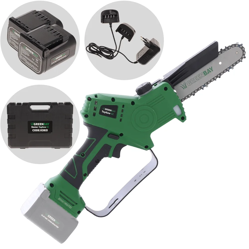 GreenBay TopSaw 6C - Élagueuse électrique à batterie - 2 batteries de 16,8 V - 2 Ah