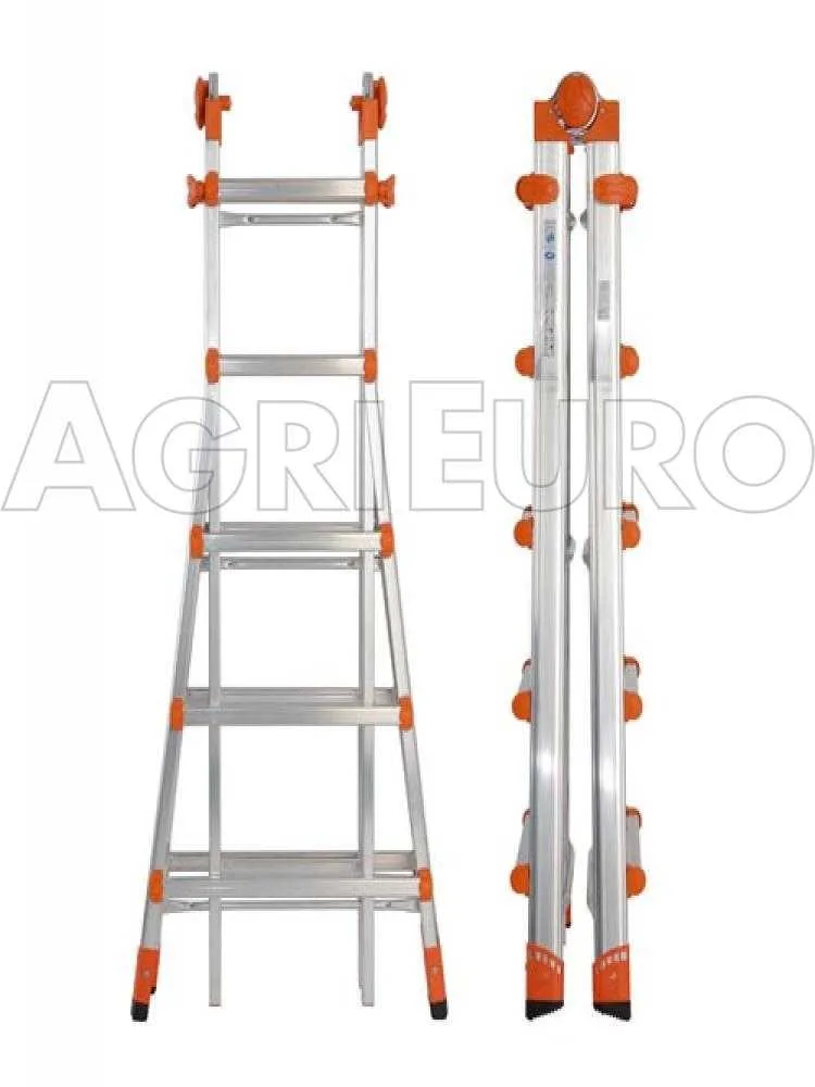Gierre Peppina AL020DS - 2x8 marches, 4.70 m - Échelle télescopique en aluminium