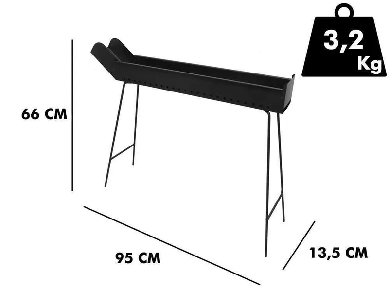 Mille BBQ-60 Go - Barbecue spécial pour brochettes à charbon - 60x14 cm