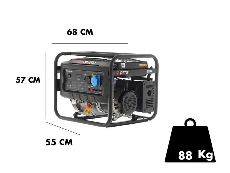 Rato R5500 AVR - Groupe électrogène à essence avec AVR 5,5 Kw - Continue 5 kW Monophasé