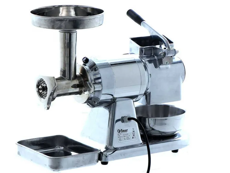 Fimar TC12AT - Hachoir à viande électrique avec râpe intégrée - 400 V - 1 CV - Groupe de hachage en aluminium - Sans inverseur de marche