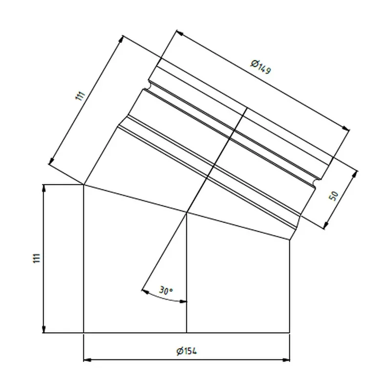 Raik Bogen LS diamètre 150/30° rétréci 2-pièces gris