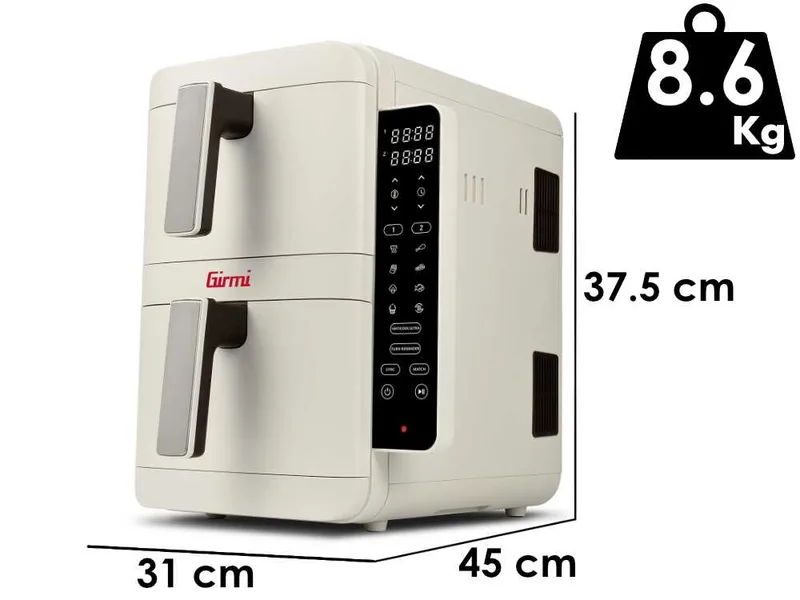 Girmi FG41 EcoFrit Dual - Friteuse à air numérique à double panier 9 L