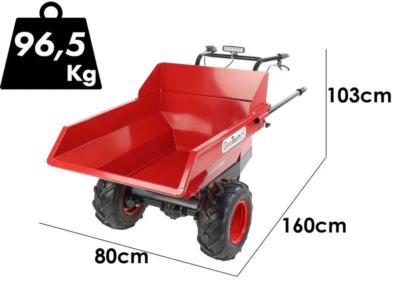 Brouette à batterie GeoTech Pro Mini Dumper Car E300 - Caisson dumper manuel 300Kg