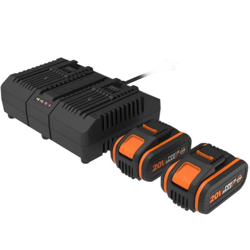 Worx WA3611 - Starter Kit Chargeur de batteries double + 2x Batteries 20V 4Ah