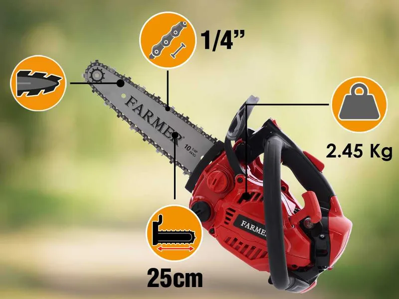 FARMER FA2610CA - Tronçonneuse d’élagage thermique - Guide carving de 25 cm