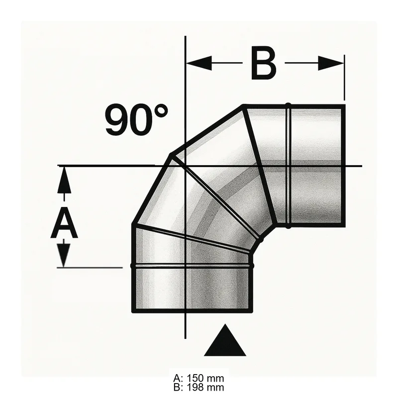 Schiedel PRIMA PLUS coude 90° Ø150 mm simple paroi mat