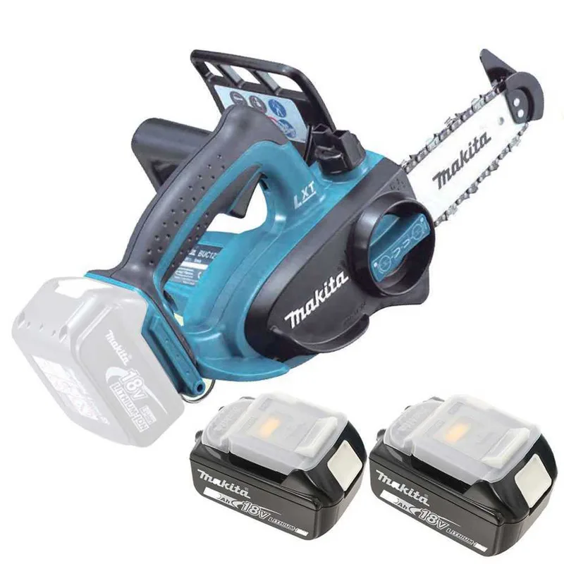 Makita DUC122RTE - Tronçonneuse à batterie 2 x 18 V 5 Ah - Guide de 11,5 cm
