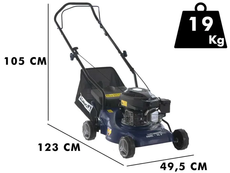 Tondeuse à gazon BullMach PARIS - 40 P à poussée manuelle - Moteur thermique 4HP - Coupe 40cm