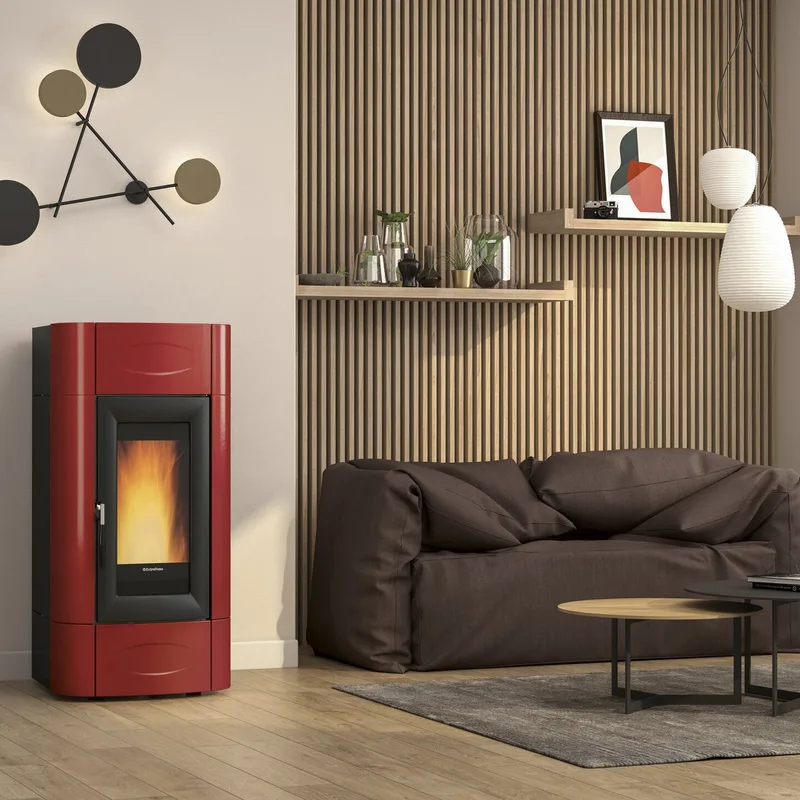 Extraflame isidora idro H23 5.0 evo - Rouge bordeaux poêle à granulés bouilleur evolution line