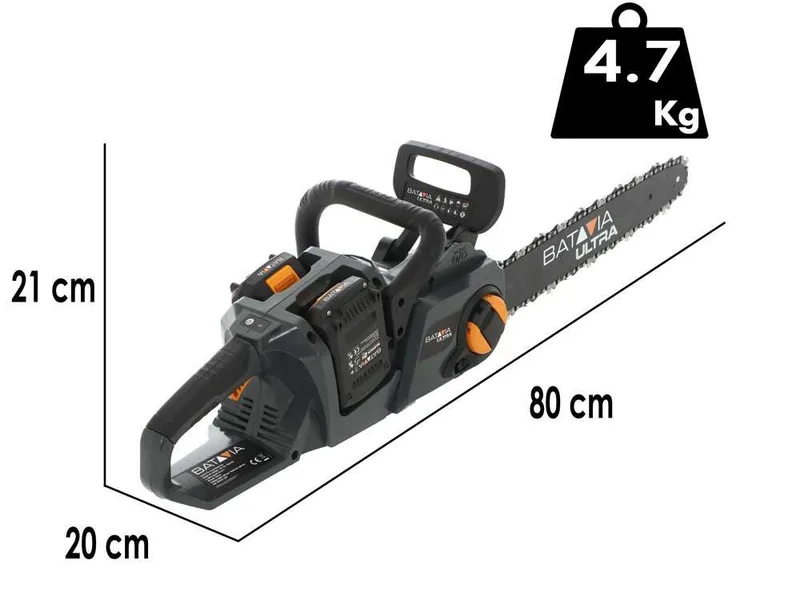 Batavia - Tronçonneuse à batterie 2 x 18 V 2 Ah - Guide 38 cm