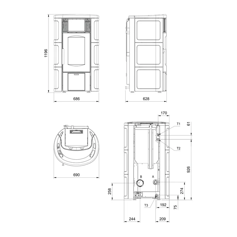 Extraflame iside idro 5.0.16 - Blanc poêle à granulés bouilleur