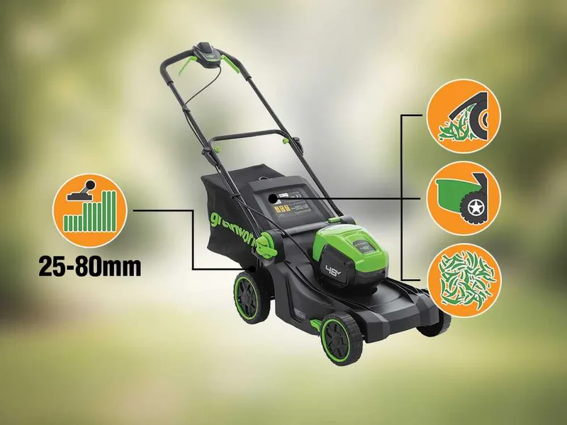 Greenworks GD48LM41II - Tondeuse à gazon à batterie - 48 V/4 Ah - Largeur de coupe 41 cm