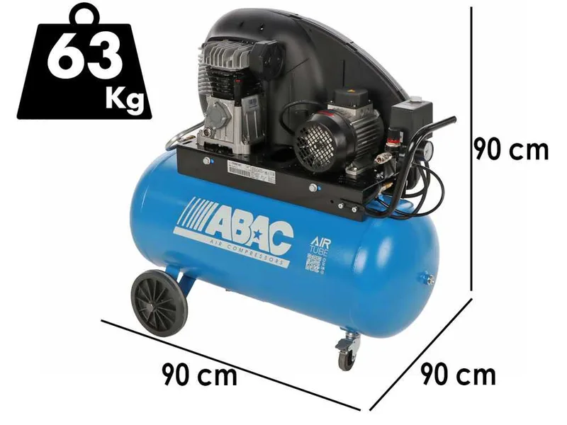 ABAC EXT A29B 90 CT3 - Compresseur d'air électrique triphasé à courroie - Moteur 3 CV - 90 L