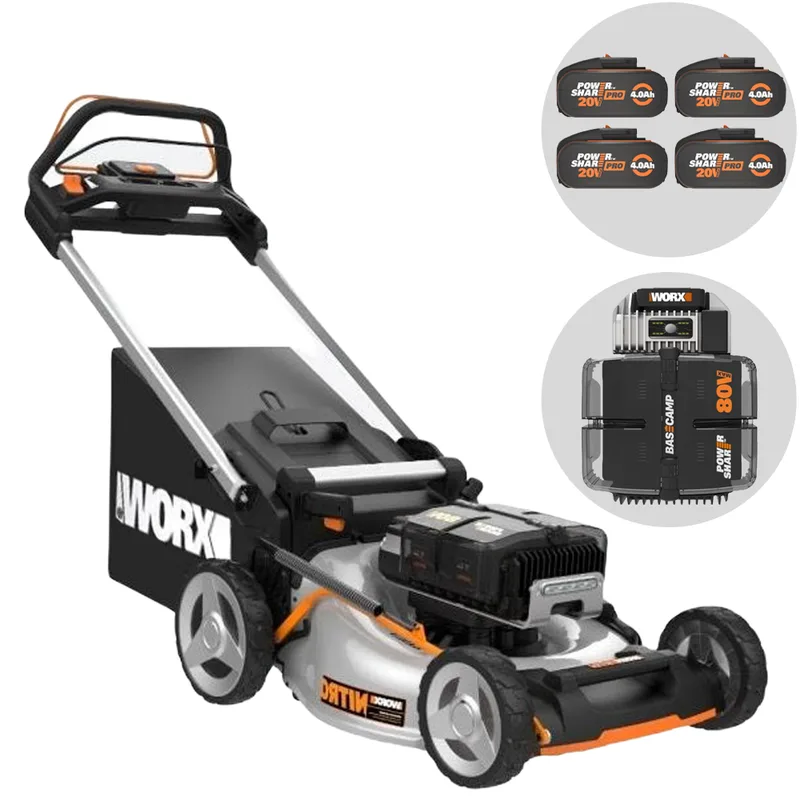 Worx Nitro WG761E - Tondeuse à gazon autotractée à batterie - 80V / 4Ah - coupe de 51 cm