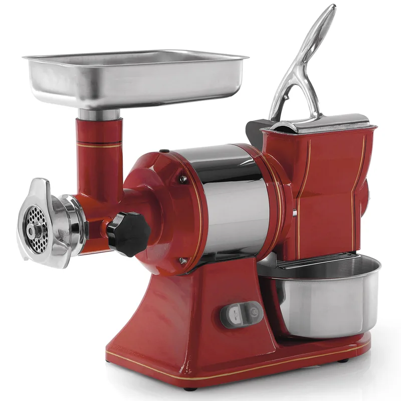 Fama TG12 Retrò - Hachoir à viande électrique - Râpe intégrée - Groupe de hachage en acier inox - 230V