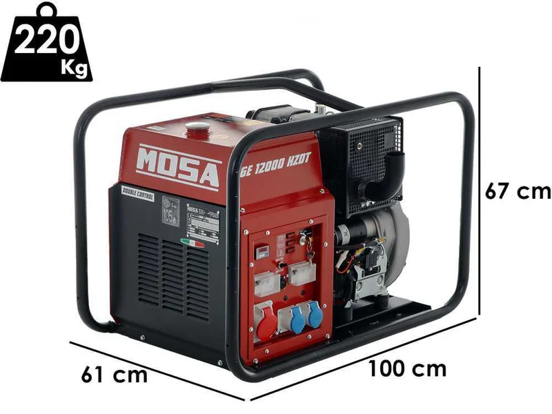 Mosa ge 12000 hzdt - Groupe électrogène diesel 9.6 KW - Continu 8.8 kW Triphasé - Moteur Hatz 1D90