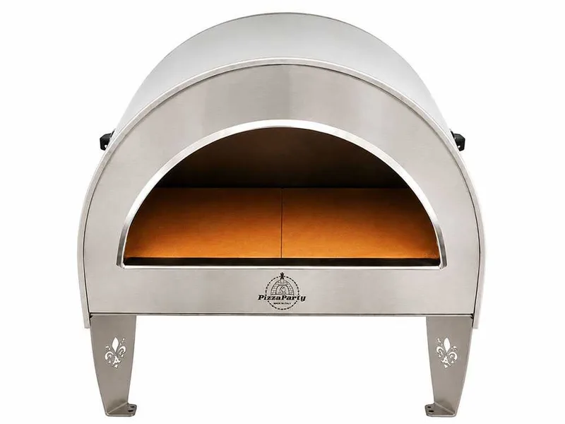 Pizza Party Ardore Silver - Four à pizza à gaz d'extérieur - Chambre de cuisson 40 x 40 cm - Sole en briques réfractaires
