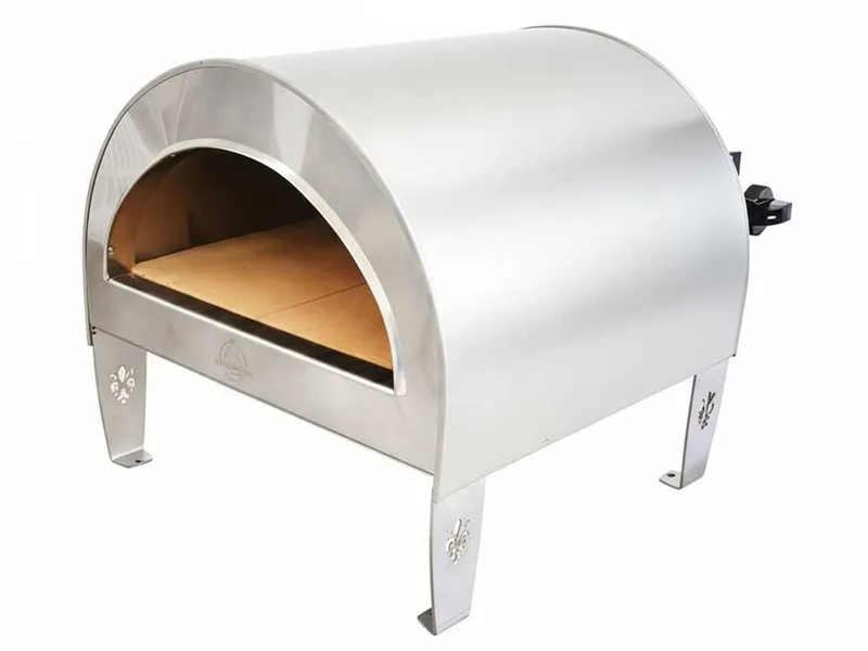 Pizza Party Ardore Silver - Four à pizza à gaz d'extérieur - Chambre de cuisson 40 x 40 cm - Sole en briques réfractaires