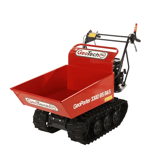 GeoTech Pro GeoPorter 330D B&S - Brouette motorisée à chenilles à 6 galets avec benne dumper - 300 kg