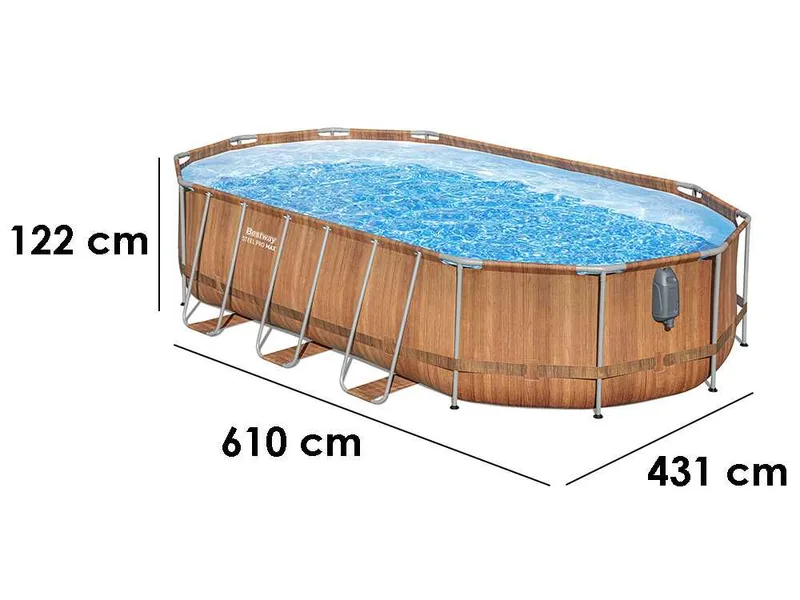 Bestway Steel Pro Max Comfort Jet 56719 - 610x366x122 cm - Piscine ovale avec système hydromassage